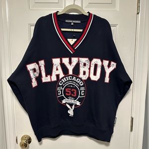 NWT - Playboy x Missguided Limited Edition Varsity Oversized V-Neck Crewneck